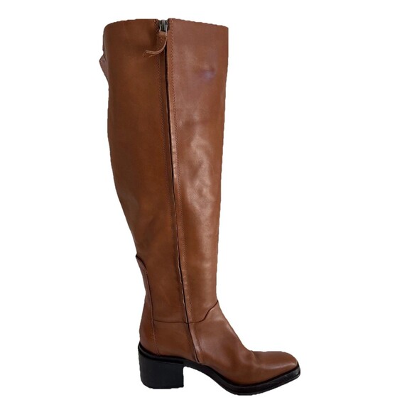 Ladies Franco Sarto Dorica Wide Calf Tall Shaft Taupe Brown Leather Boots 9M WC - Picture 5 of 10